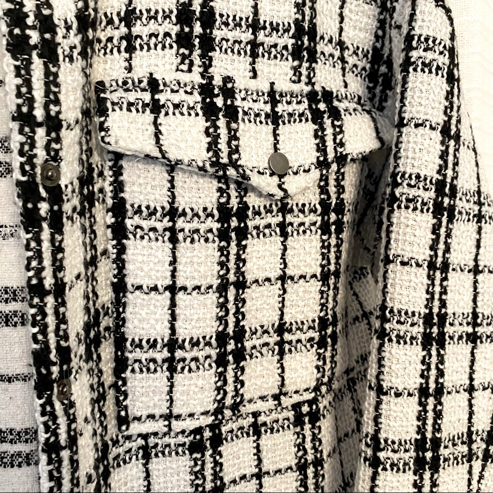 12th Tribe White/Black Plaid Shacket - One Size - Picture 3 of 5